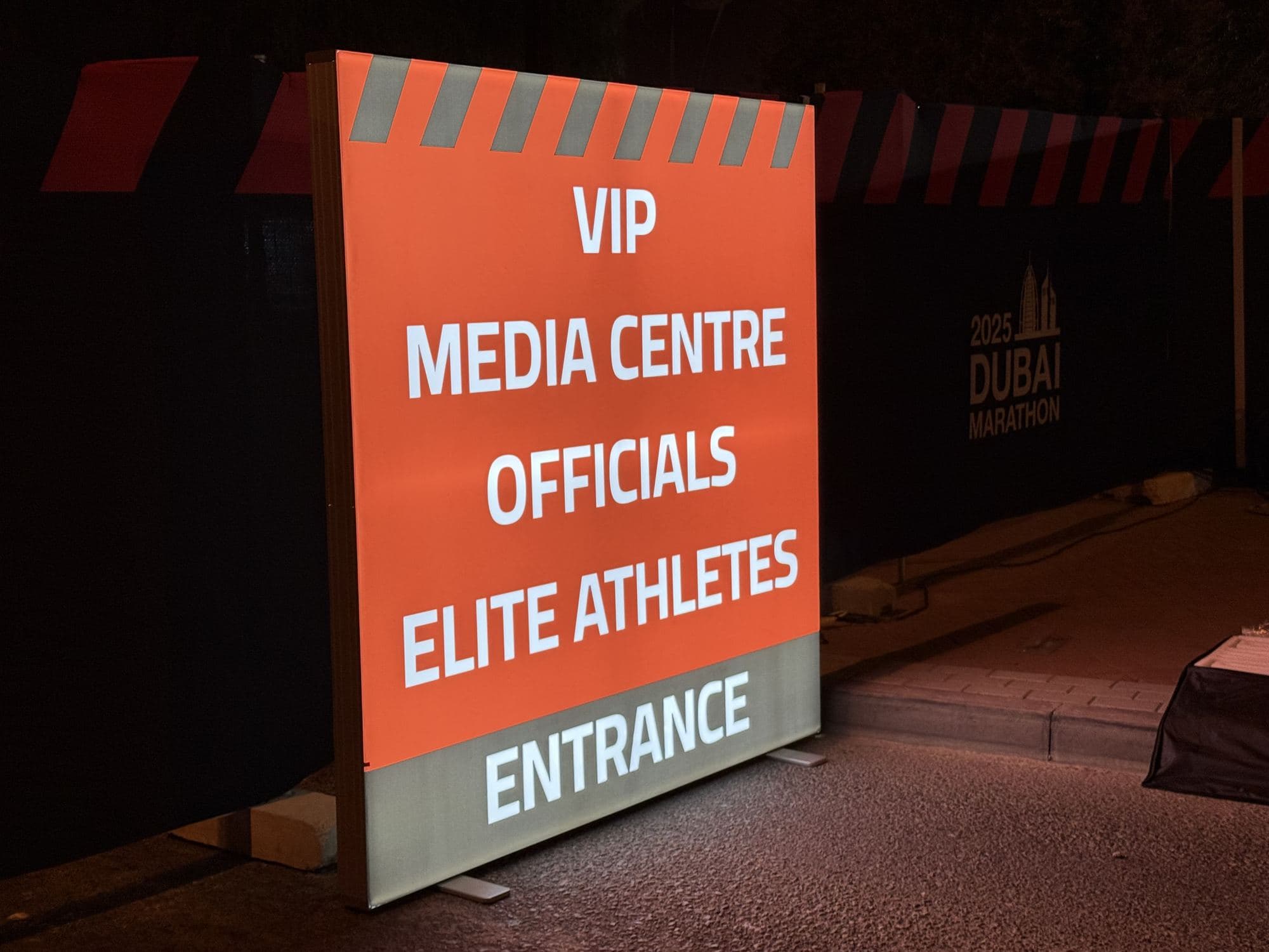 Close view of a printed, backlit light box sign