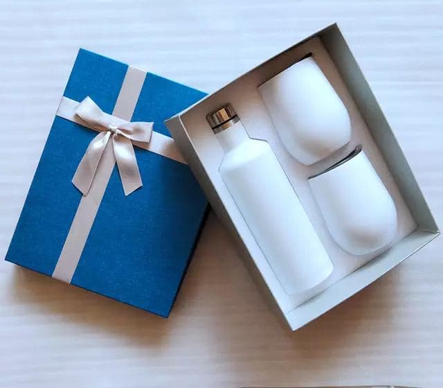 A drinkware gift set in a presentation box